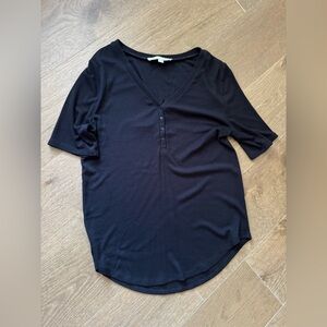 LOFT Black Short Sleeve V-Neck Top